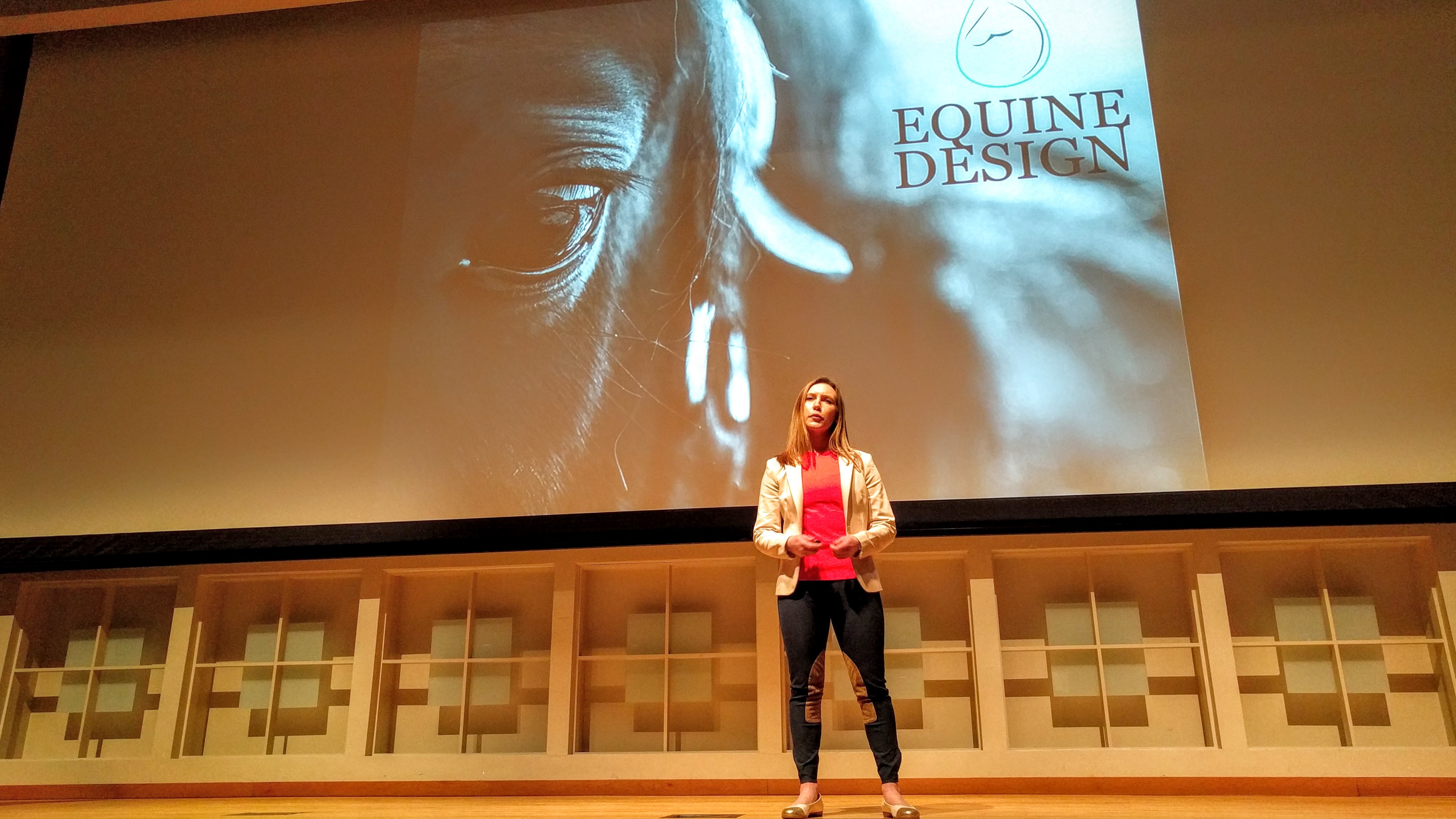 Caitlin Parrucci presenting Equine Design at the eLab Demo Day. PC: Brad Treat