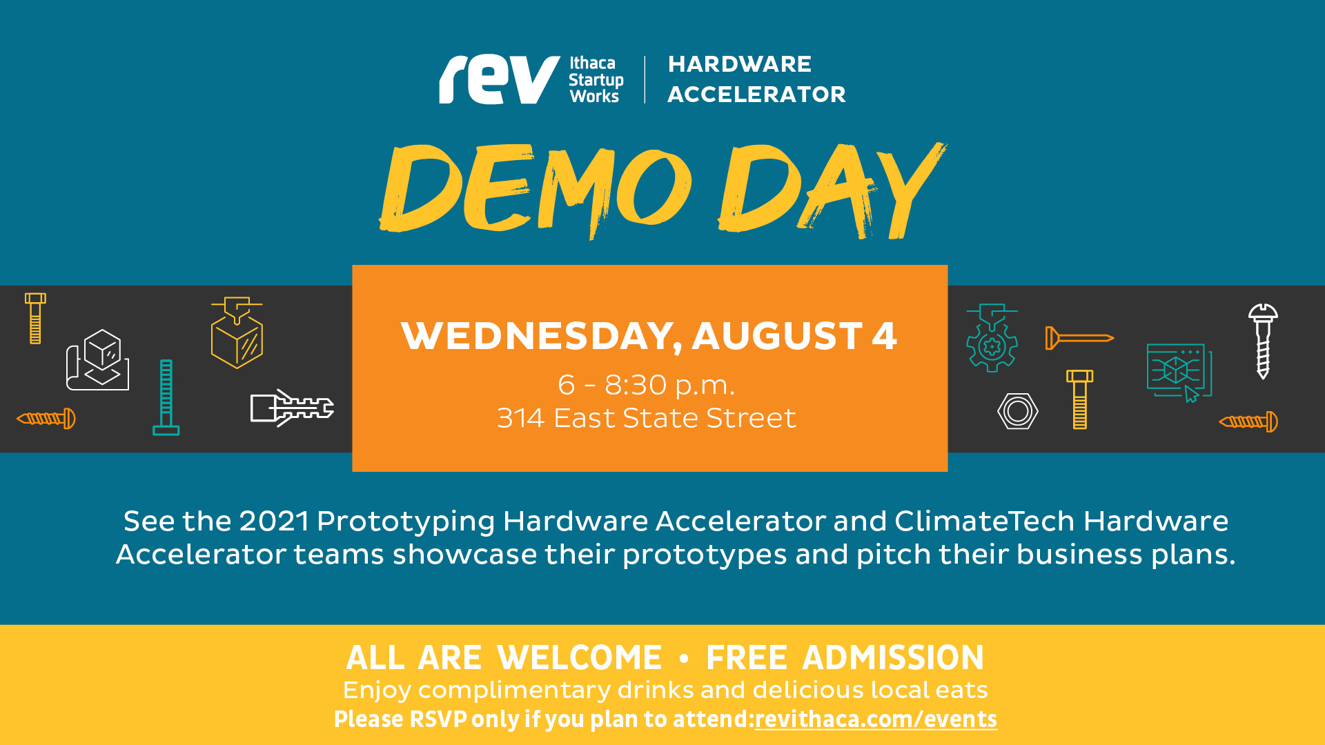 Rev Hardware Accelerator Demo Day, Wednesday, August 4, 6-8 p.m.
