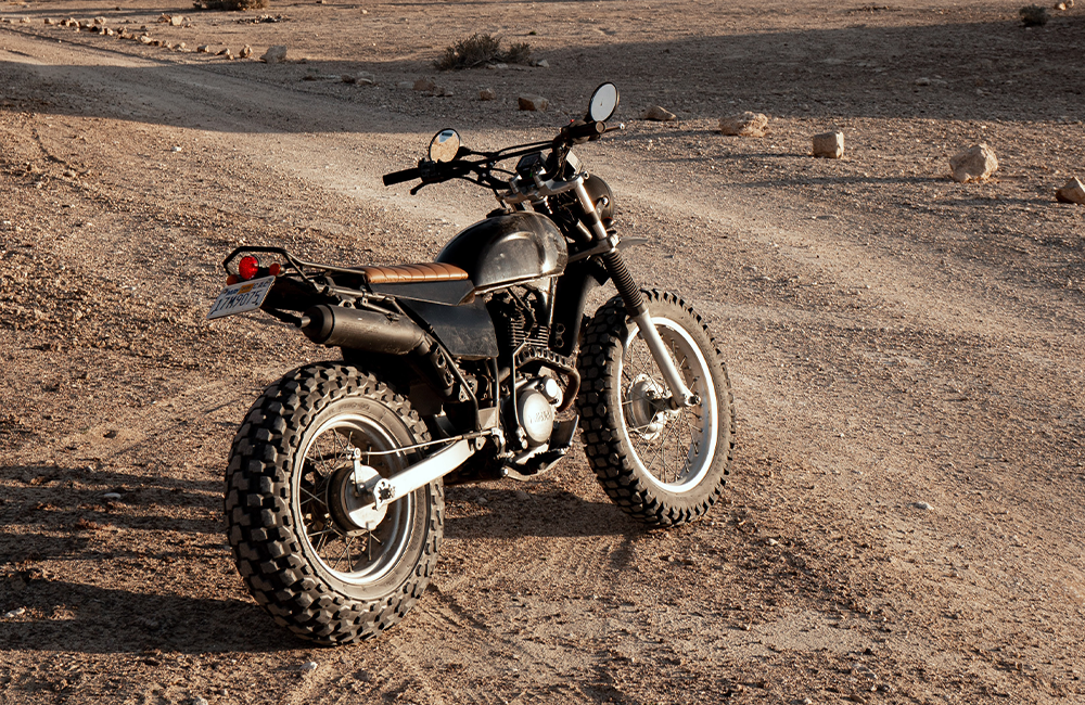 a motorcycle on a dirt road
