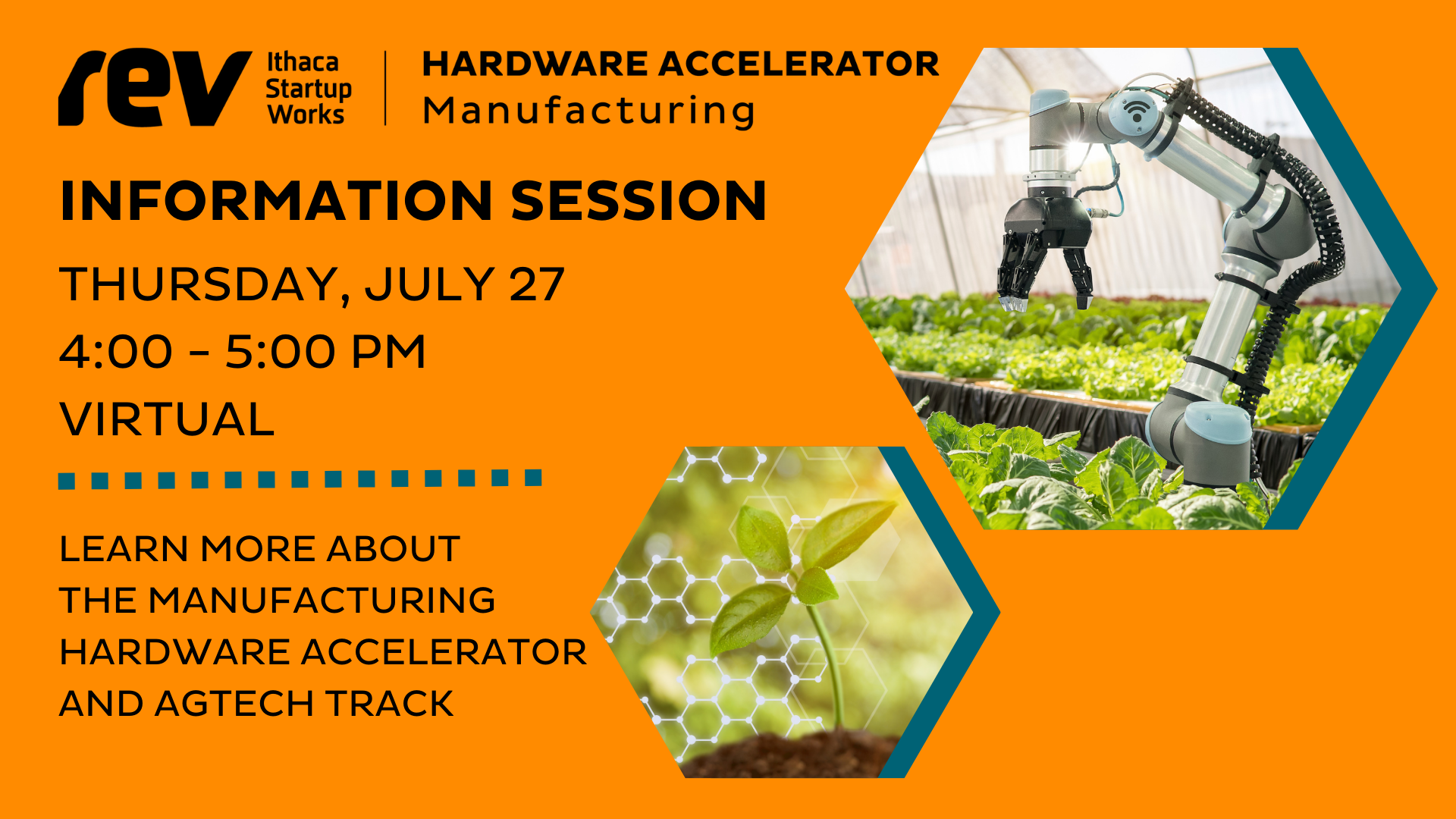 Graphic for August 27th Manufacturing Hardware Accelerator Information Session.