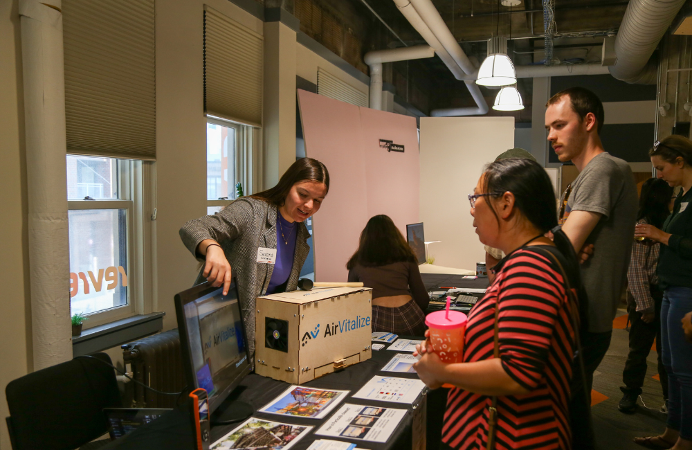 serena allen of airvitalize demonstrates her prototype