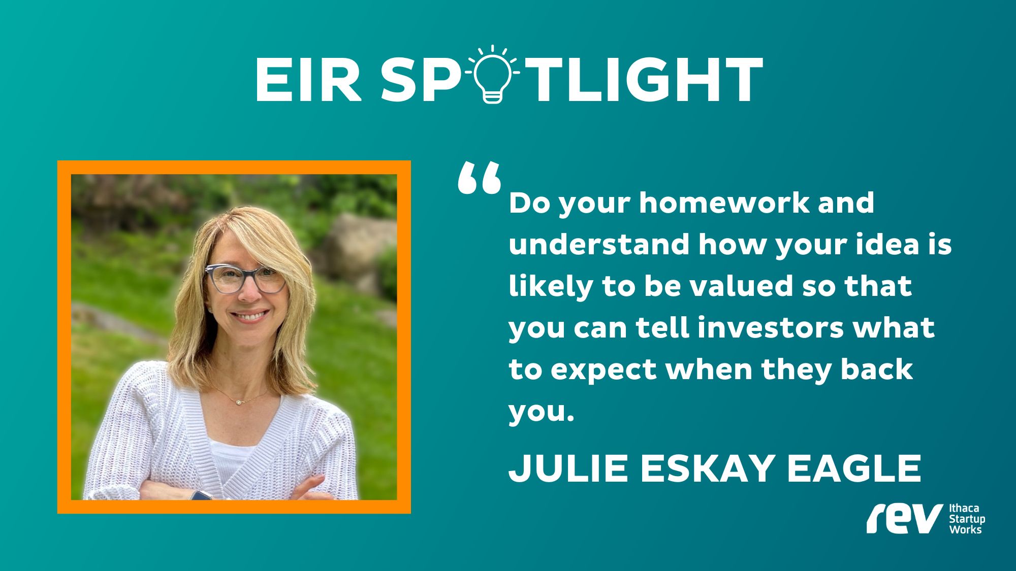 Slide of Julie Eskay Eagle and a quote from her about entrepreneurshiop